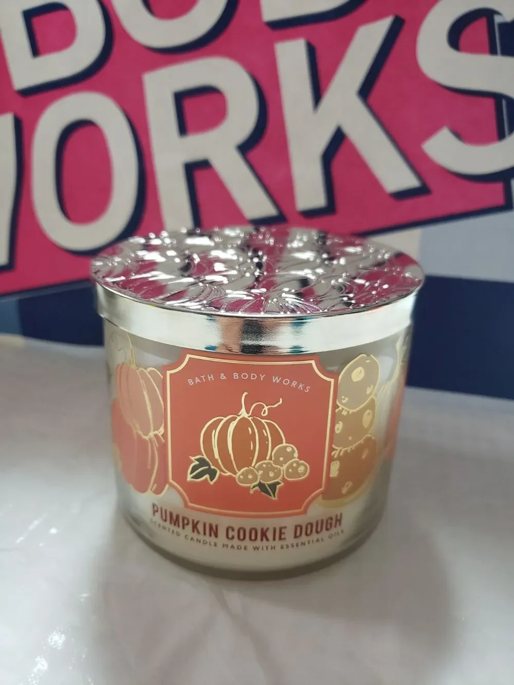 BBW Pumpkin Cookie Dough Large 3 Wick Candle Holiday Home Fragrance Decor